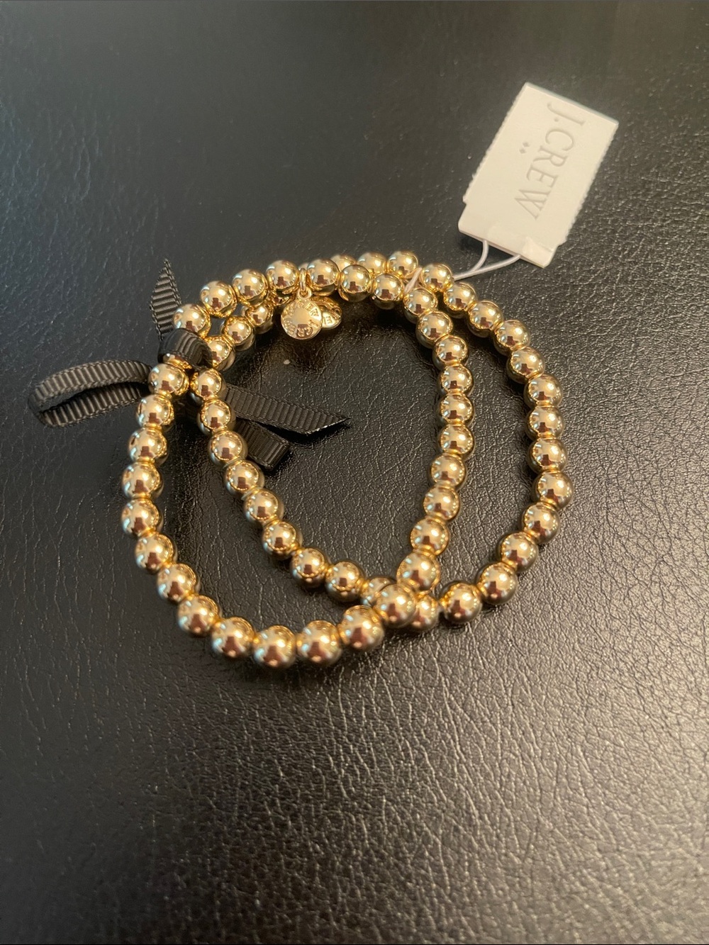 J. Crew Gold Beaded Stretch Bracelet Duo